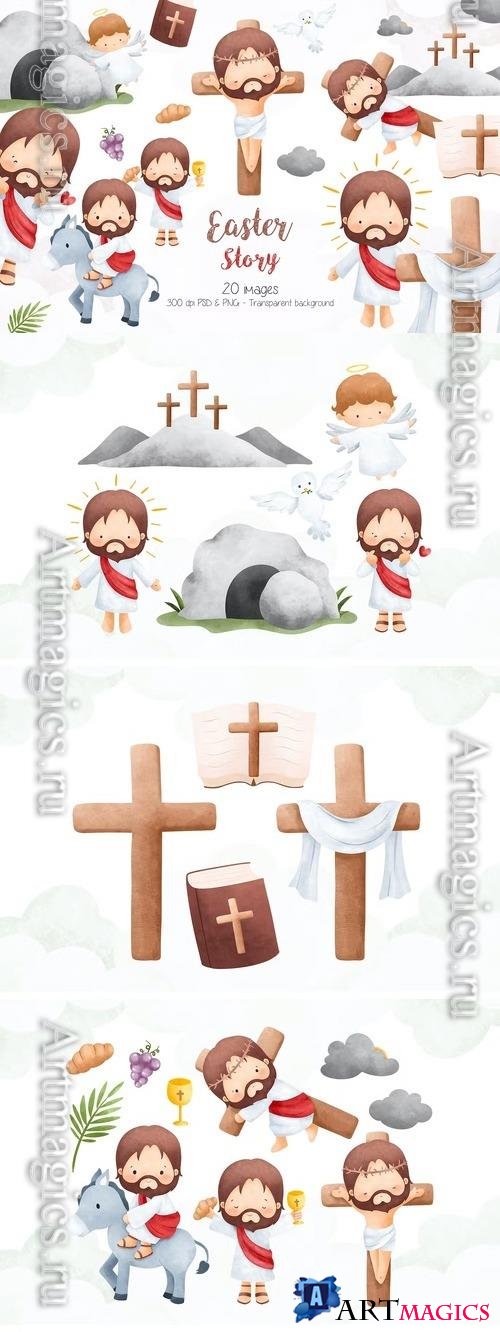 Easter Story Clipart Design 