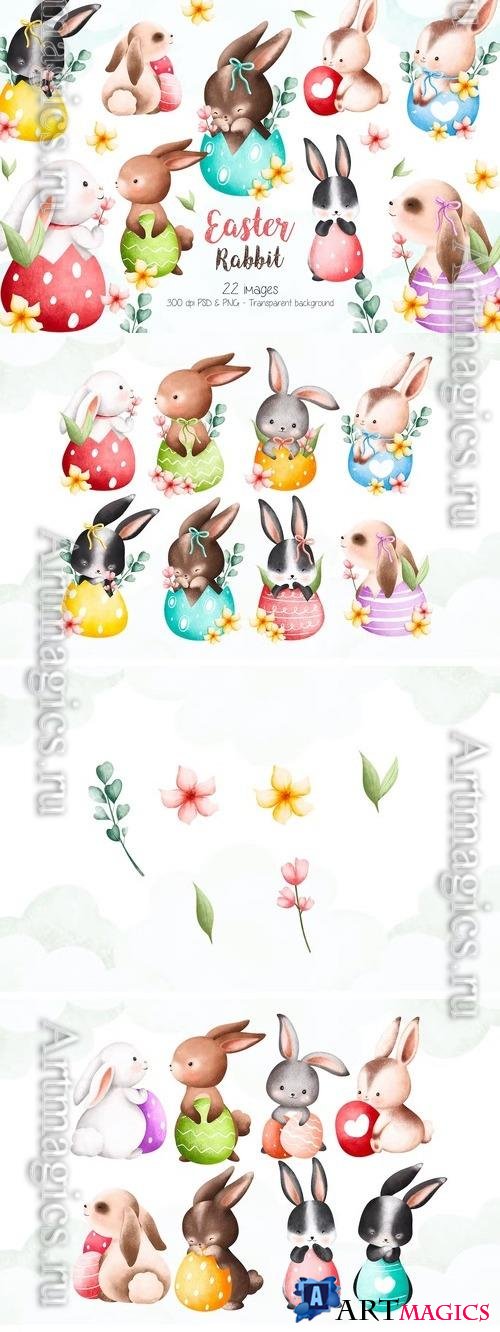 Easter Rabbit Clipart Design 