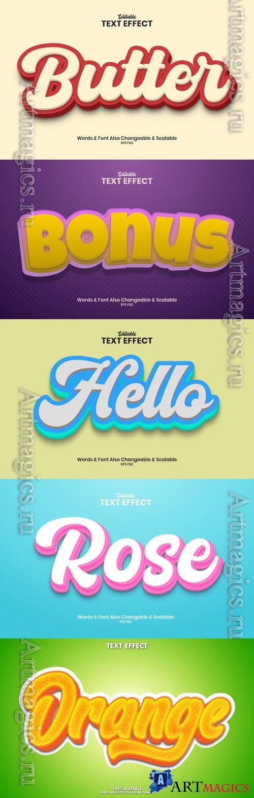 Vector 3d text editable, text effect font design
 vol 95 