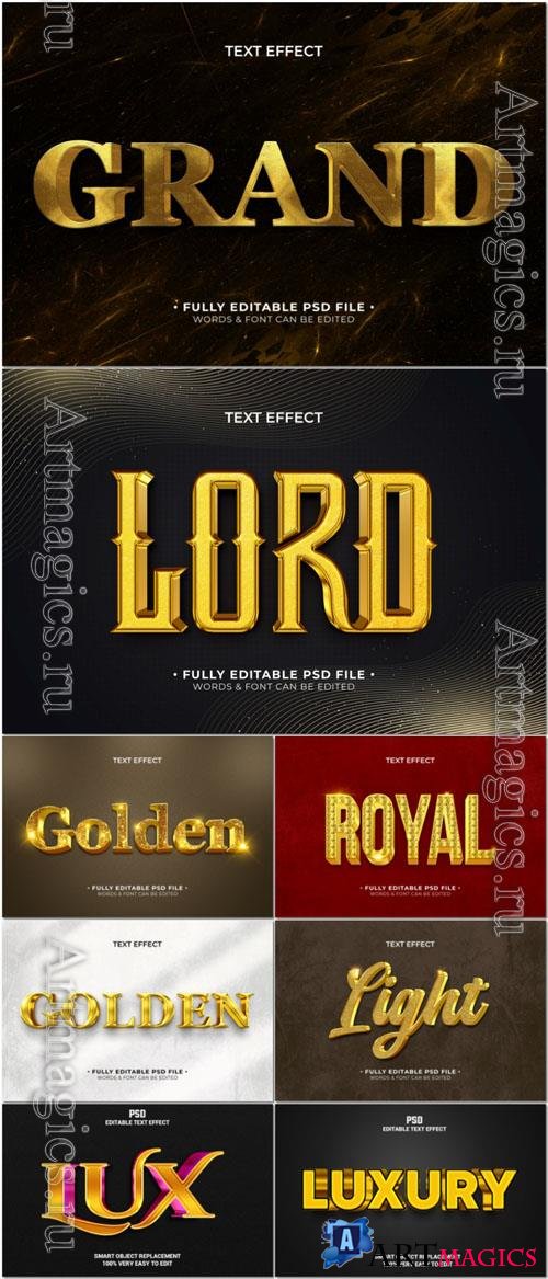 PSD golden 3d creative bold text effect design
 