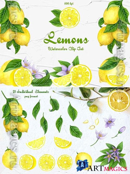Lemon Watercolor Clipart 