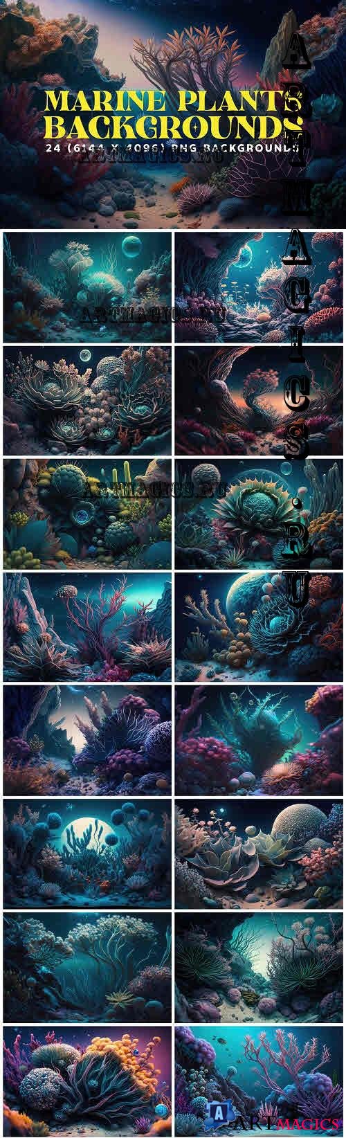 24 Comic Marine Plants Backgrounds - 13432323