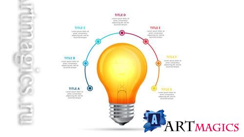 PSD lightbulb infographic design template business concept with 7 options parts steps or processes