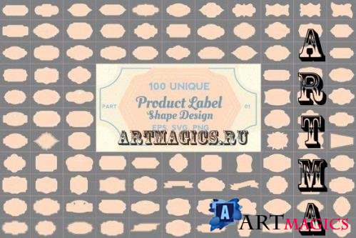 100 Vintage Label Shape Design - 7244040