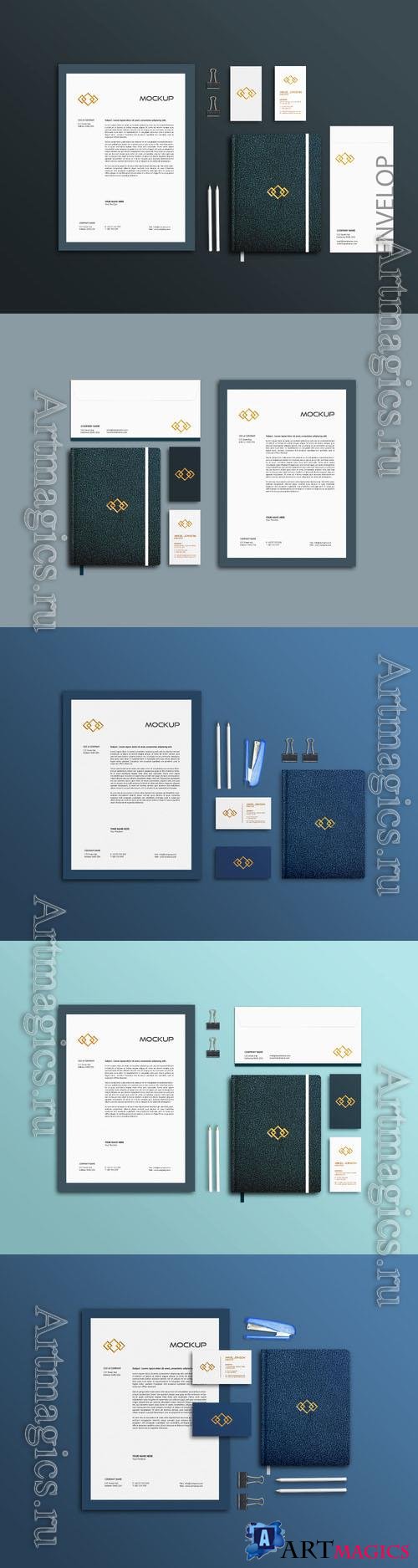 Corporate stationary psd mockup with business card and mockup