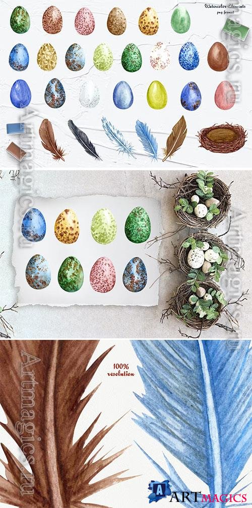 Watercolor png clipart - Easter Eggs