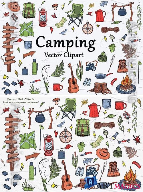 Watercolor png clipart - Camping