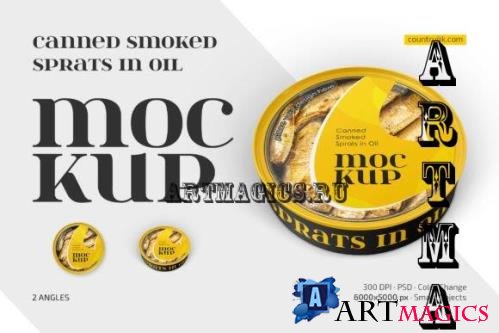 Canned Smoked Sprats in Oil Mockup - 13443870