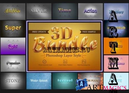 3D Bundle Photoshop Layer Style 2 - 3945002
