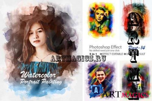 Watercolor Portrait Painting Effect - 10979440