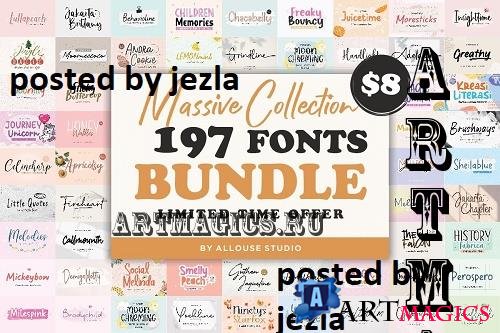 Massive Collection Font Bundle - 197 Premium Fonts