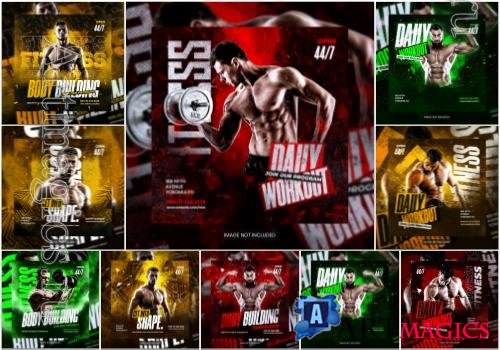 10 PSD gym and fitness social media banner template [PSD]