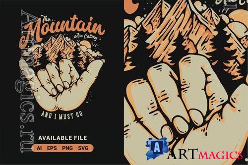 Mountain Is Calling Vector Illustration