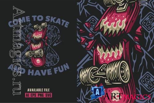 Come To Skate Vector Illustration