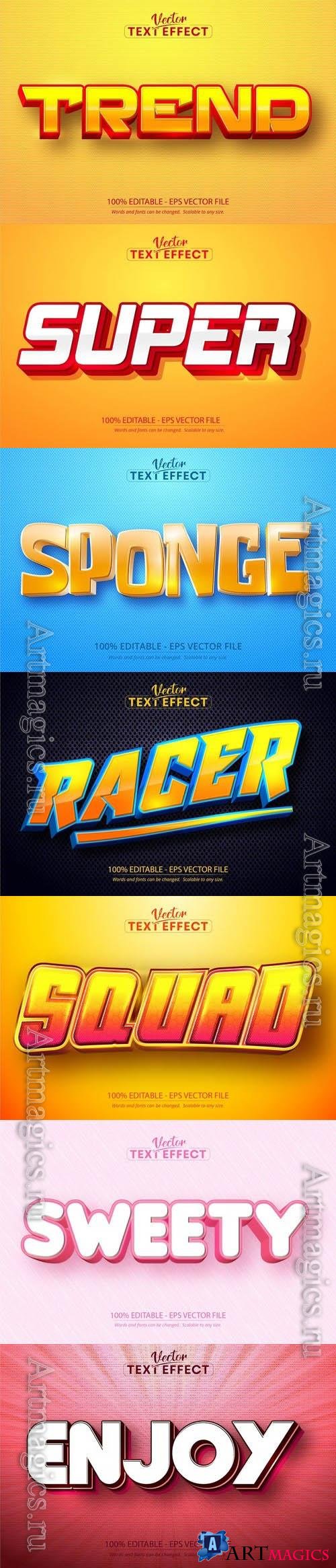 Vector 3d text editable, text effect font vol 131