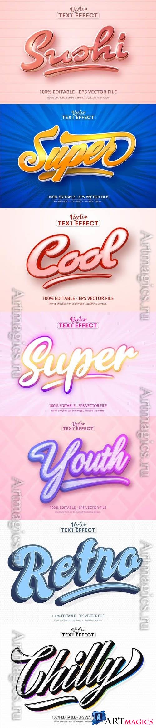 Vector 3d text editable, text effect font vol 127