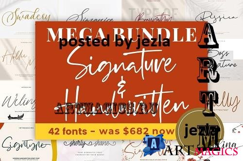 Mega Script & Handwritten Fonts Bundle - 42 Premium Fonts