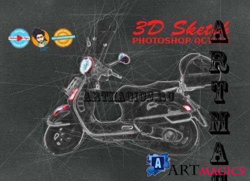 3D Sketch Photoshop Action - 6572609
