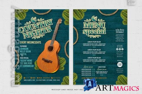 PSD rustic western country night party flyer template