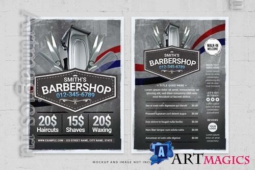 PSD hair trimmer scissor barber shop gray flyer template