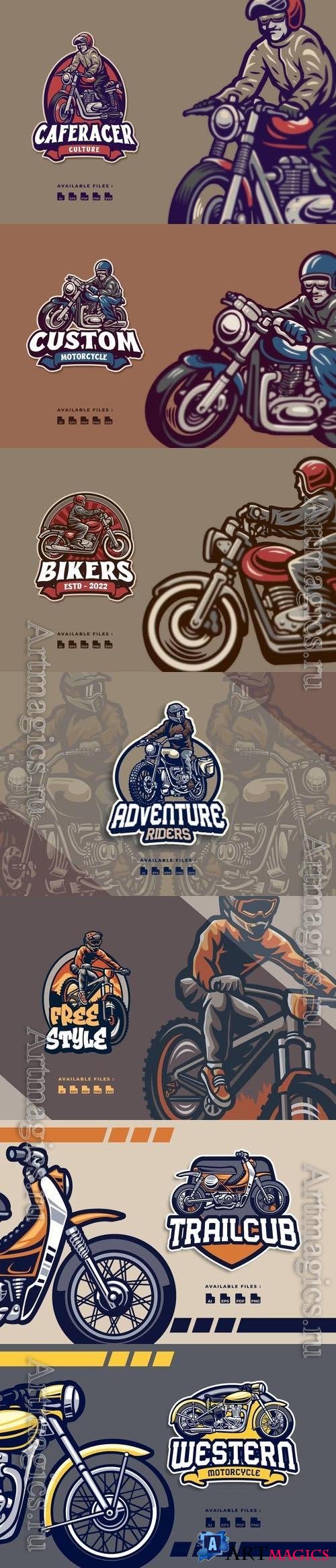 Montain Bike Character, Motorcycle Automotive Mascot Logo