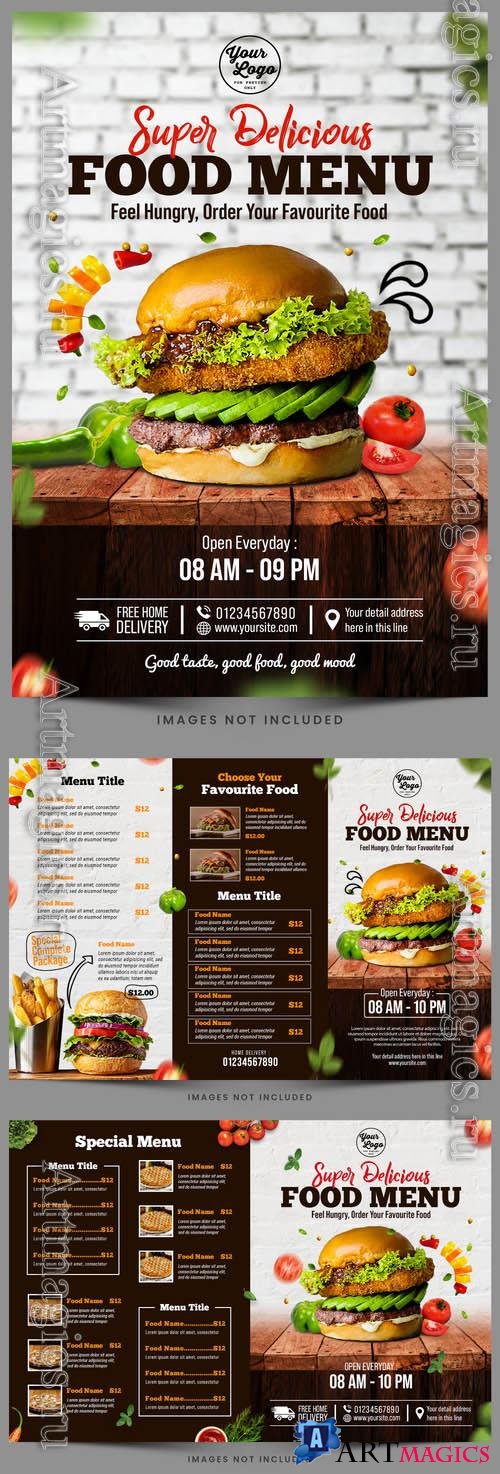 Fast food psd flyer restaurant delicious food menu