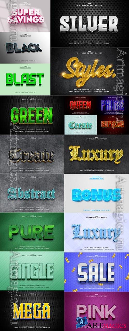 Psd style text effect editable set vol 419