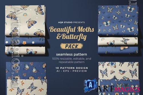 Moths and Butterfly - Seamless Pattern 