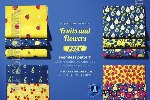 Fruits and Flowers - Seamless Pattern