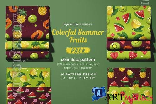 Colorful Summer Fruits - Seamless Pattern