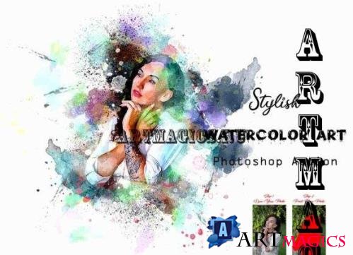 Stylish Watercolor Art PS Action - 14498037