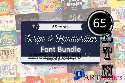 Script & Handwritten Fonts Bundle - 65 Premium Fonts
