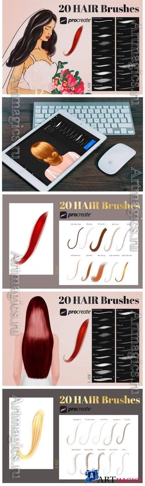 20 Hair Brushes for Procreate 12541997
