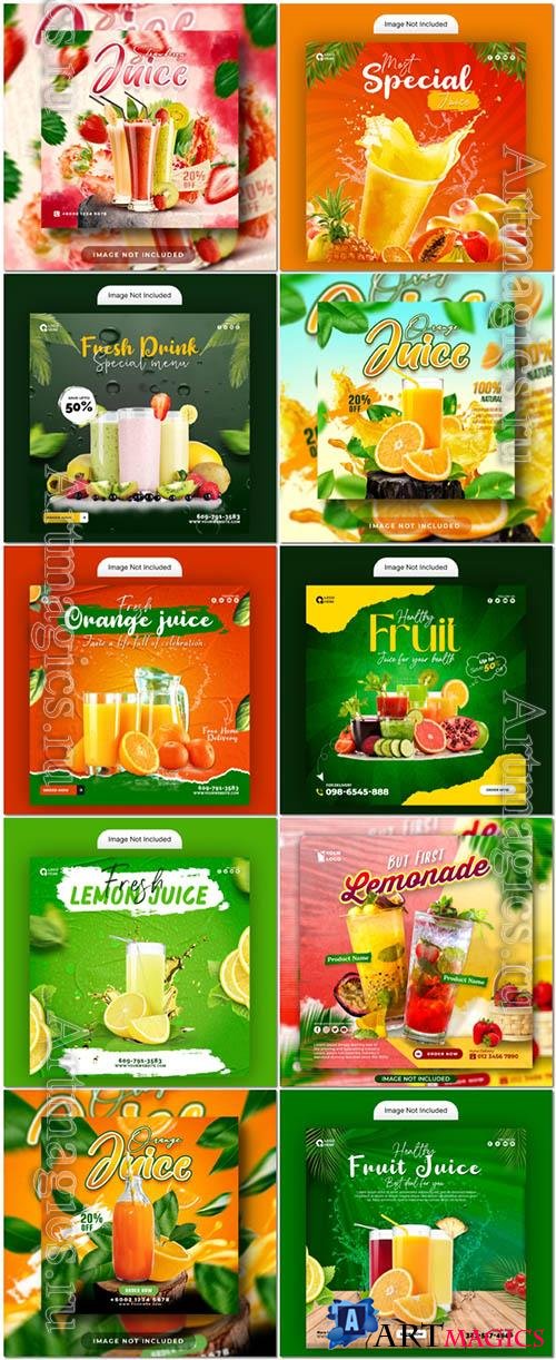 Healthy fruit juice psd poster