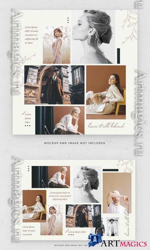 Elegant photo collage psd card square template