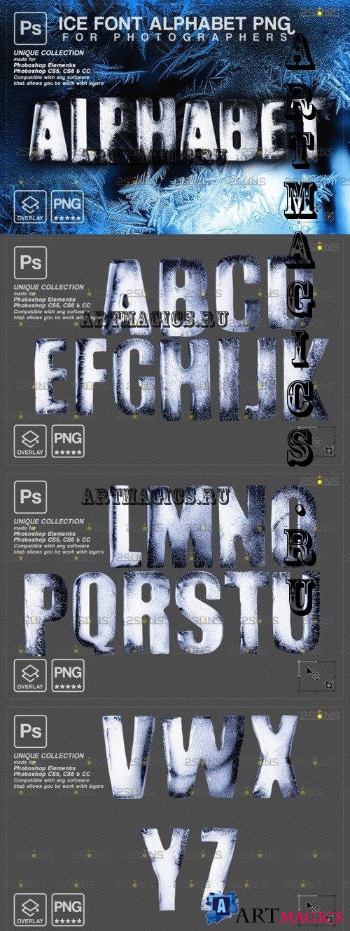 Ice font alphabet clipart Letter Photo overlay Frosty PNG - 2546031