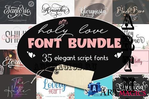 Holy Love Font Bundle - 35 Premium Fonts