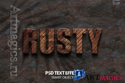 PSD the word rusty on a brown background
