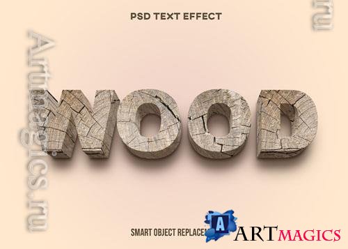 PSD 3d strong bold wood text effect