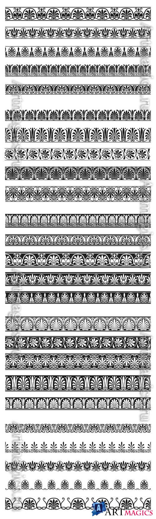 Decorative seamless ornamental border vector set