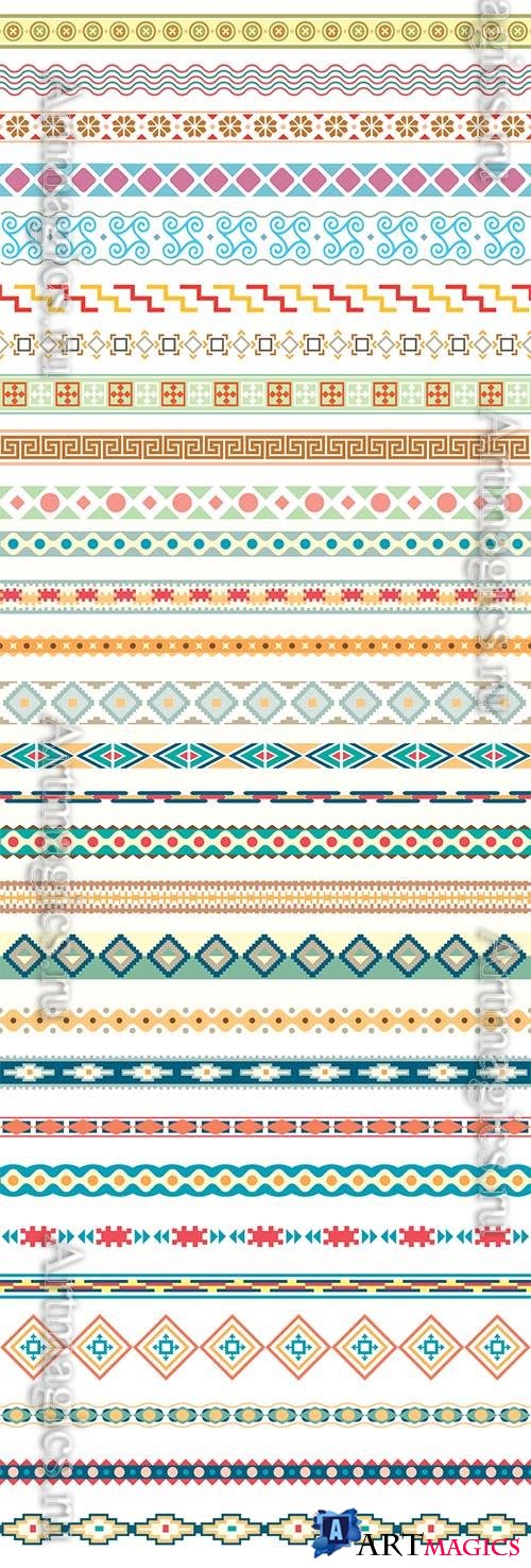 Coloured ornaments, border dividers vector collection