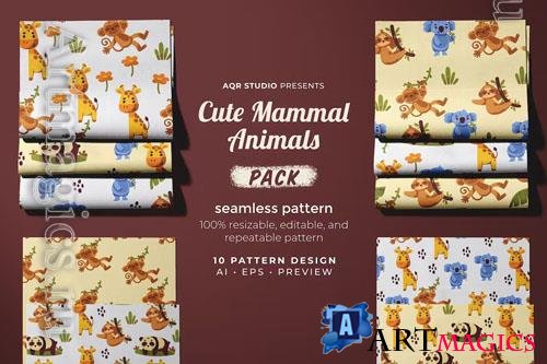 Cute Mammal Animals - Seamless Pattern