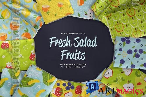 Fresh Salad Fruits - Seamless Pattern