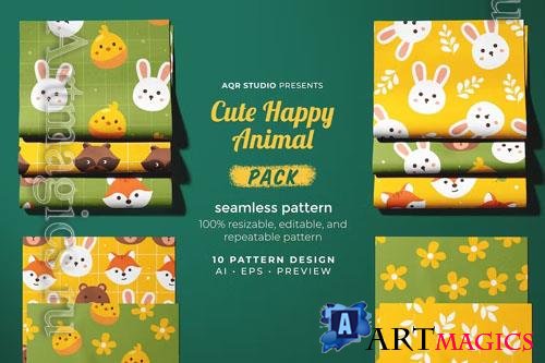 Cute Happy Animal - Seamless Pattern