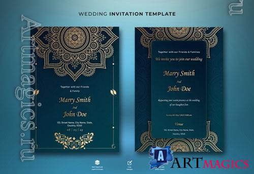 PSD elegant design and floral on beautiful wedding card template