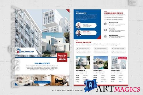 Real estate property service poster and banner template in psd