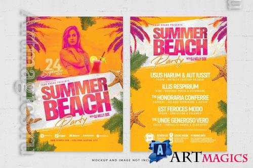 Bikini summer beach pool party flyer template in psd
