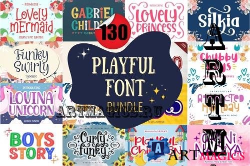 Playful Font Bundle - 130 Premium Fonts