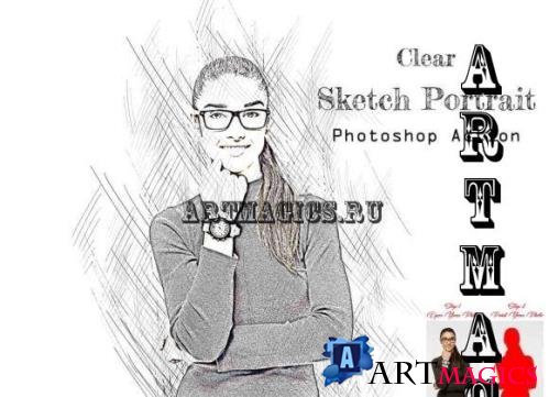 Clear Sketch Portrait PS Action - 16063234