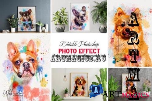 Watercolor Dog Painting Photo Effect Part: 64